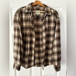 American Eagle Outfitters Brown Plaid Button-Down Shirt